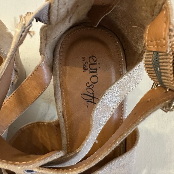 Sofft Aldina Euro Soft Women’s Metallic Champagne Block Heel Sandal Sz 11M GUC - Picture 4 of 10
